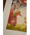 Boy and Fox in the Woods - Original Hand-Painted Watercolor Illustration A4