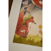 Boy and Fox in the Woods – Original Watercolor Illustration, A4
