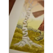 Windmill Among Birches – Original Watercolor Illustration, A4