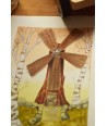 Windmill Among Birches - Original Hand-Painted Watercolor Illustration A4