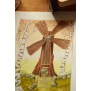Windmill Among Birches – Original Watercolor Illustration, A4