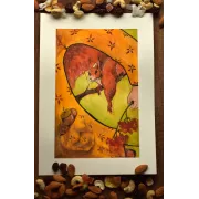 Curious Squirrel Watching Pockets – Original Watercolor Illustration, A4