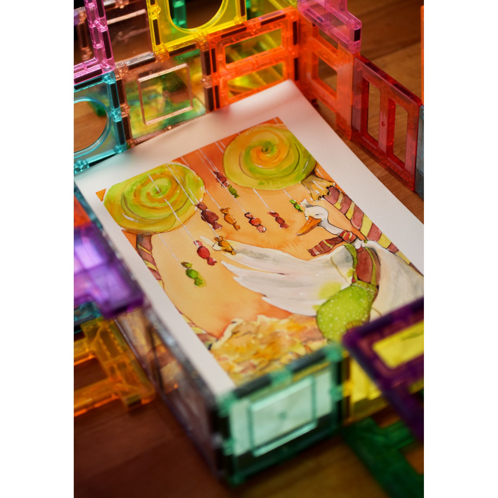 Chilled Goose in Sweet Kingdom - Original Hand-Painted Watercolor Illustration A4