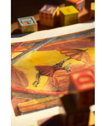 Curious Mouse Stealing Umbrella - Original Hand-Painted Watercolor Illustration 24x32cm