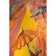 Curious Mouse Stealing Umbrella – Original Watercolor Illustration, 24x32cm