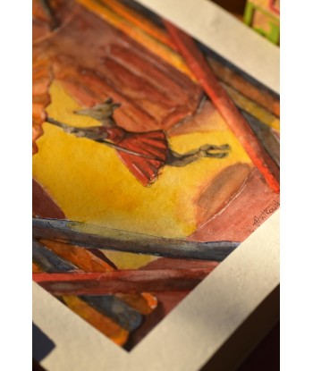 Curious Mouse Stealing Umbrella - Original Hand-Painted Watercolor Illustration 24x32cm