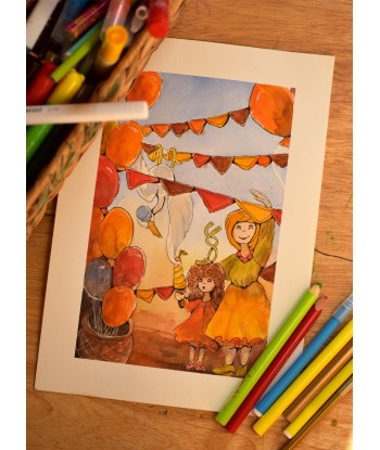 Seagull Stealing Ice Cream - Original Hand-Painted Watercolor Illustration A4