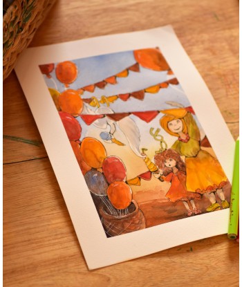 Seagull Stealing Ice Cream - Original Hand-Painted Watercolor Illustration A4