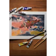 Young Aviator's Dream – Original Watercolor Illustration, 26x36cm