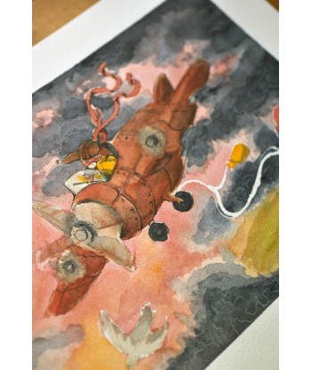 Young Aviator's Dream - Watercolor Illustration 26x36 | Original Nursery Art | Kids Room Decor