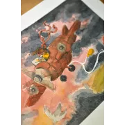 Young Aviator's Dream – Original Watercolor Illustration, 26x36cm