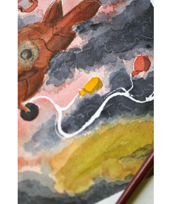 Young Aviator's Dream - Watercolor Illustration 26x36 | Original Nursery Art | Kids Room Decor