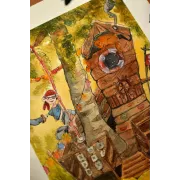 Pirate Treehouse Adventure – Original Watercolor Illustration, 26x36cm