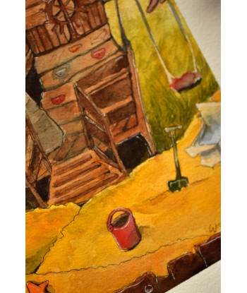 Pirate Treehouse Adventure - Watercolor Illustration 26x36cm | Original Nursery Art | Kids Room Decor