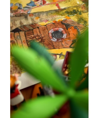 Pirate Treehouse Adventure - Watercolor Illustration 26x36cm | Original Nursery Art | Kids Room Decor