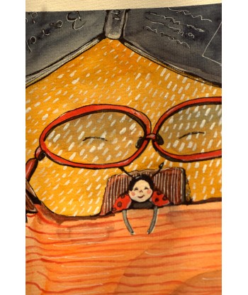 Curious Ladybug Reading Book - Original Hand-Painted Watercolor Illustration A4