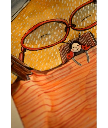 Curious Ladybug Reading Book - Original Hand-Painted Watercolor Illustration A4