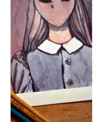 Spooky Hare Lady - Watercolor Illustration 18x24cm | Original Watercolor Art | Gothic Art Decor