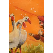Little Girl Feeding Geese – Original Watercolor Illustration, 21x29,7cm
