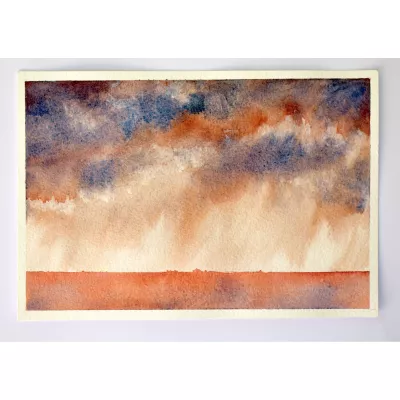 Storm Over the Horizon – Original Watercolor Painting, 25.4x17.8cm