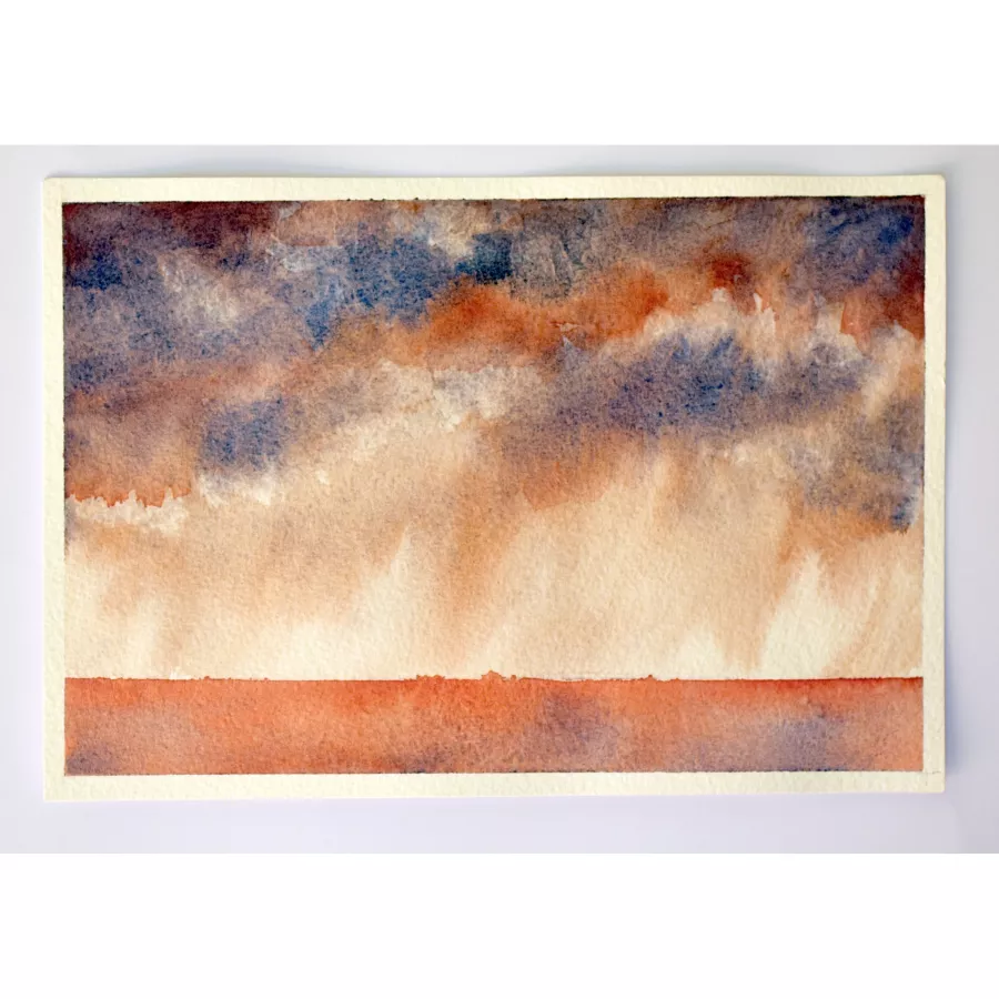 Storm Over the Horizon – Original Watercolor Painting, 25.4x17.8cm