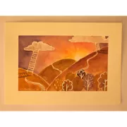 Ladder to the Clouds – Original Watercolor Painting, 25.4x17.8cm
