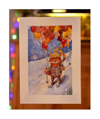 Winter Fox with Balloons
