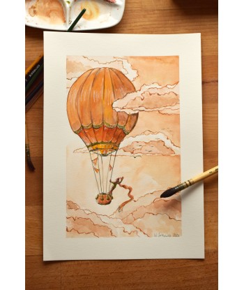 Orange Sky Dreamer - Watercolor Illustration A4