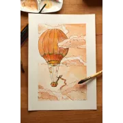 Orange Sky Dreamer – Original Watercolor Illustration, A4