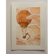 Orange Sky Dreamer – Original Watercolor Illustration, A4