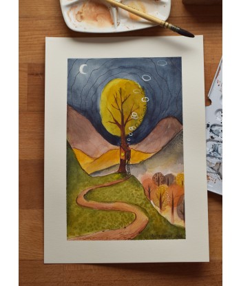 Cozy Treehouse - Watercolor Illustration A4