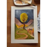 Cozy Treehouse – Original Watercolor Illustration, A4