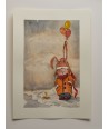 Winter Rabbit With Balloons - Watercolor Illustration A4
