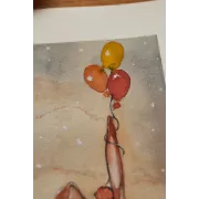 Winter Rabbit With Balloons – Original Watercolor Illustration, A4