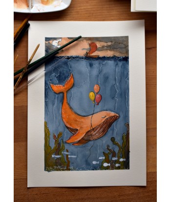 Whale Dreams - Watercolor Illustration A4