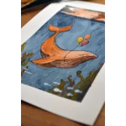 Whale Dreams – Original Watercolor Illustration, A4