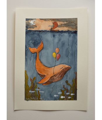 Whale Dreams - Watercolor Illustration A4