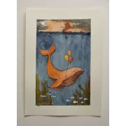 Whale Dreams – Original Watercolor Illustration, A4