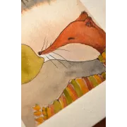 Playful Weasel Bubblegum – Original Watercolor Illustration, A4