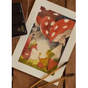 Boy and Fox in the Woods – Original Watercolor Illustration, A4